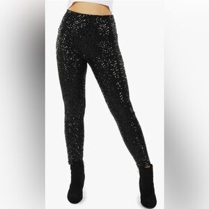 Tipsy Elves Black Sequin High-Waisted Leggings